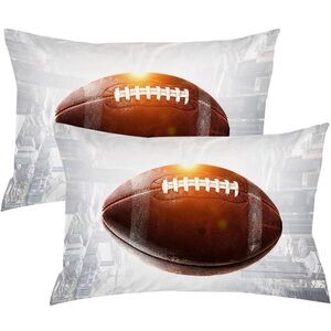2- NEW Football Pillow Case Standard Shams Bedding -Sports Fan Teen Boys